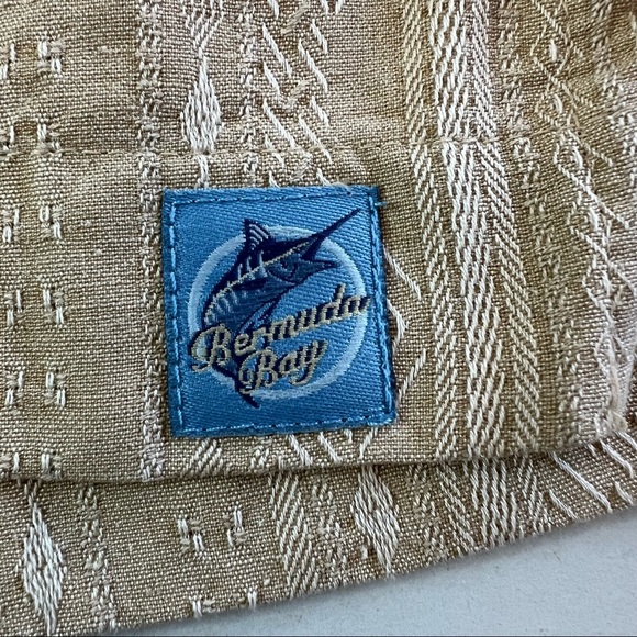 Bermuda Bay 100% Silk Light Tan Button Down Short Sleeve Shirt Men's Size XL - Picture 9 of 14